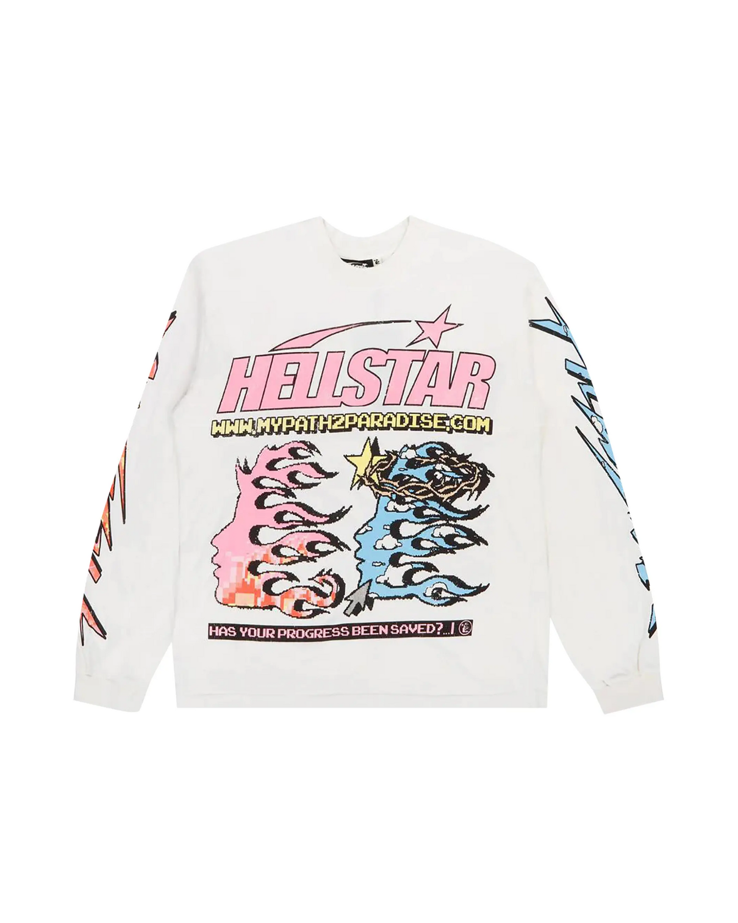 HELLSTAR PIXEL L/S TEE ‘WHITE’